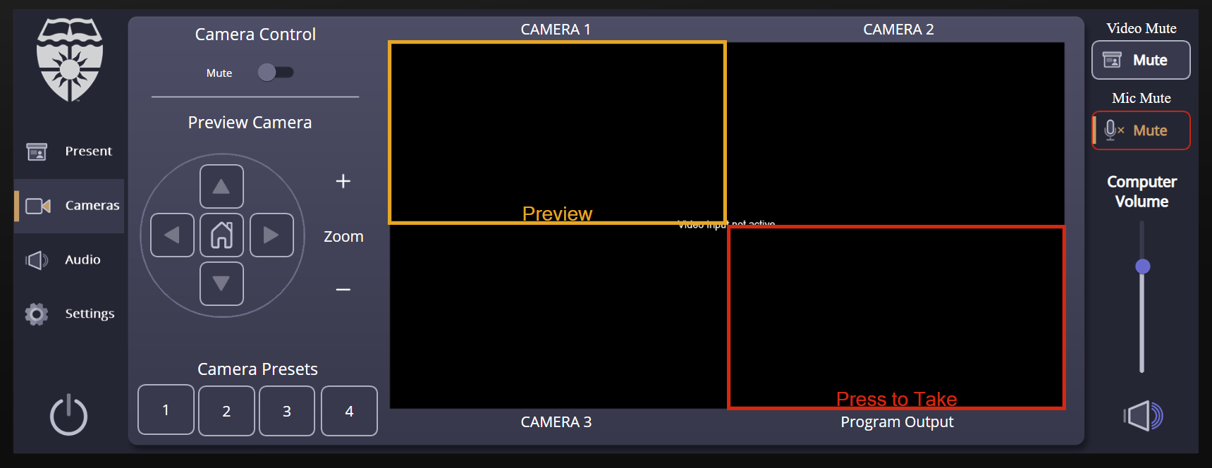 Custom camera control page.