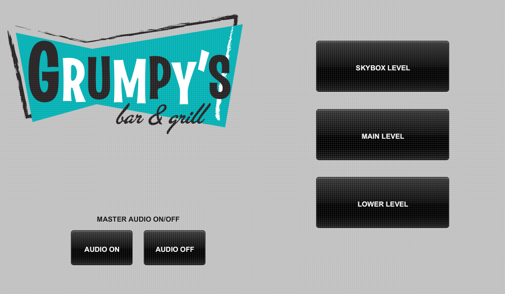 Custom Grumpy's Bar and Grill opening control page.
